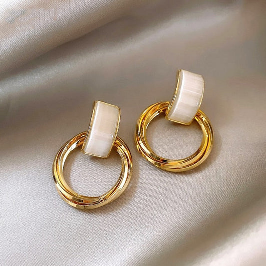 Opal Circle Earrings